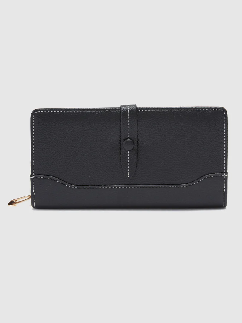 جلو باص Globus Women Black Textured Zip Around Wallet